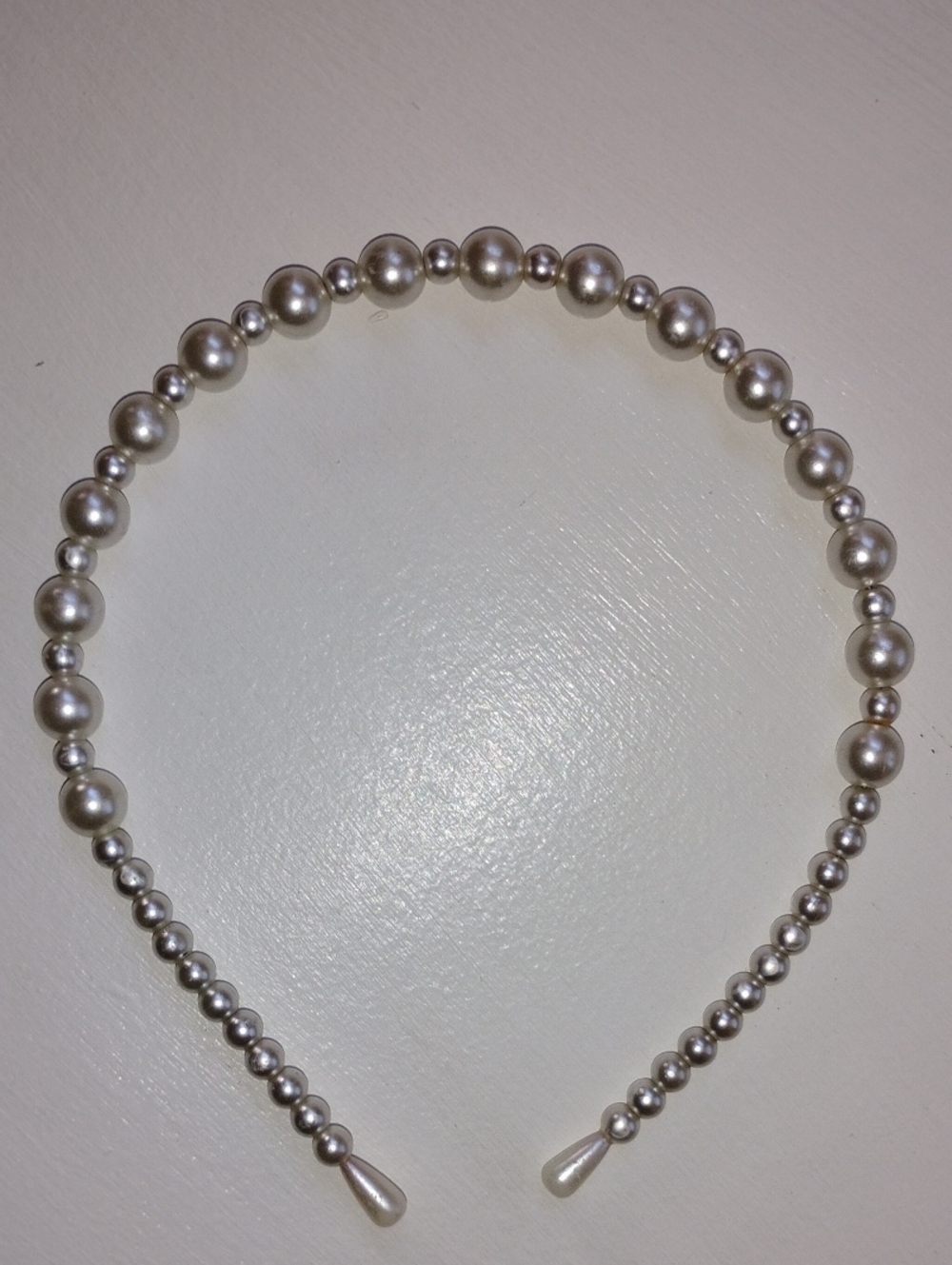 Pearl-Style Beaded Headband in Silver Tone
